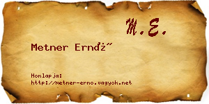 Metner Ernő névjegykártya